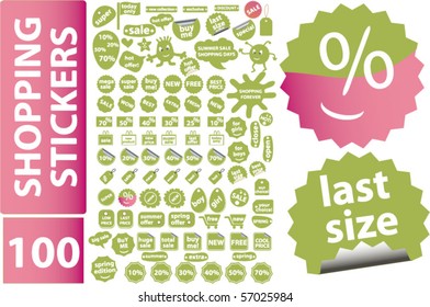 100 shopping stickers. vector
