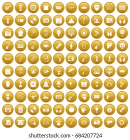 100 show business icons set gold