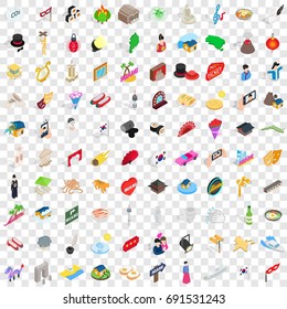 100 show icons set in isometric 3d style for any design vector illustration