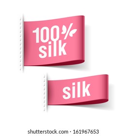 100% Silk Product Clothing Labels. Vector.