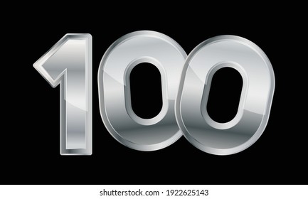 100 Silver Elegant Modern Número 3D