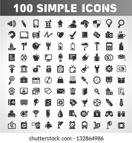 100 simple icons, universal icons