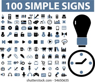 100 simple signs. vector
