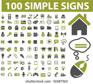 100 simple signs. vector