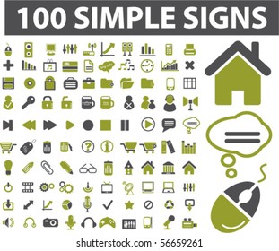 100 simple signs. vector