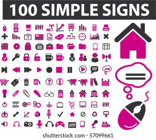 100 simple signs. vector