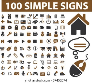 100 simple signs. vector