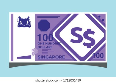 100 Singapore Dollar Banknotes paper money vector icon logo illustration and design. Singapore business, payment and finance element. Can be used for web, mobile, infographic, and print.