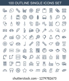 100 single icons. Trendy single icons white background. Included outline icons such as hockey puck, construction, tent, baby walker, music note. single icon for web and mobile.