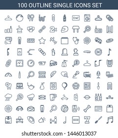 100 single icons. Trendy single icons white background. Included outline icons such as music note, toilet brush, number, minus, son and father. single icon for web and mobile.
