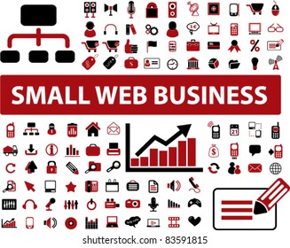 100 small web business icons, signs, vector illustrations