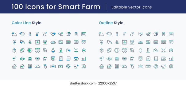 100 Smart Farm icons – Premium high-quality vector icons pack for professional website, apps, presentation, proposal and etc…

