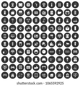 100 smart house icons set in simple style white on black circle color isolated on white background vector illustration