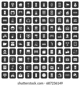 100 smart house icons set in black color isolated vector illustration