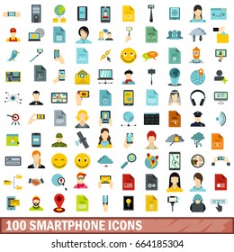 100 smartphone icons set in flat style for any design vector illustration