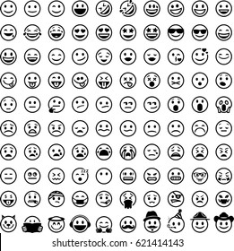 100 Smiley face emoji icons - Shutterstock ID 621414143