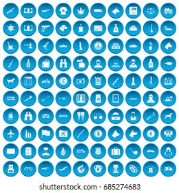 100 smuggling icons set blue