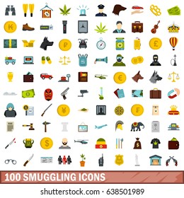 100 smuggling icons set in flat style for any design vector illustration