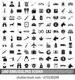 100 smuggling  icons set in simple style for any design vector illustration