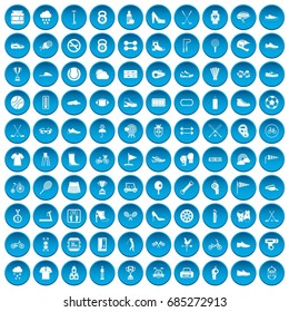 100 sneakers icons set blue