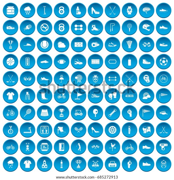 100 sneakers icons set\
blue