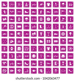 100 sneakers icons set in grunge style pink color isolated on white background vector illustration