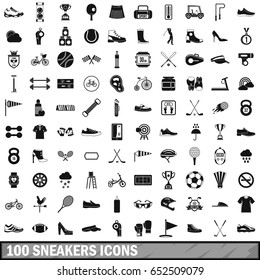 100 sneakers icons set in simple style for any design vector illustration