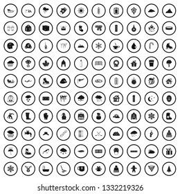 100 snow icons set in simple style for any design vector illustration
