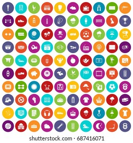 100 soccer icons set in different colors circle isolated vector illustration