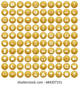 100 soccer icons set gold