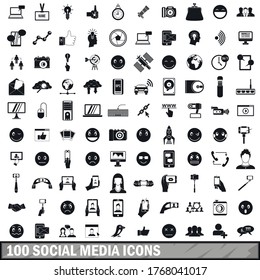 100 social media icons set in simple style for any design vector illustration