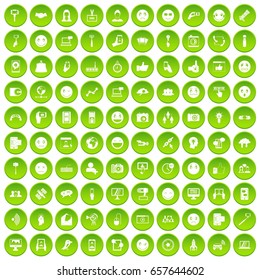 100 social media icons set green circle isolated on white background vector illustration