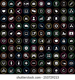 100 social media icons, universal set 