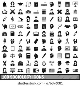 100 Sociology Instinct Icons Set. Simple Illustration Of 100 Sociology Instinct Icons Set For Any Design Vector