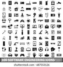 100 software engineering icons set in simple style for any design vector illustration