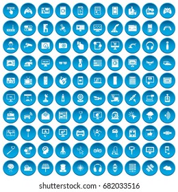 100 software icons set in blue circle isolated on white vector illustration