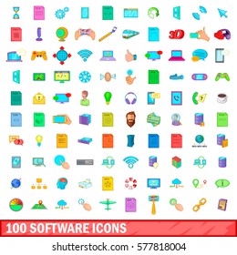 100 software icons set in cartoon style for any design vector illustration