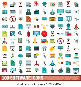 100 software icons set in flat style for any design vector illustration