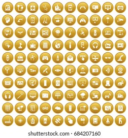 100 software icons set gold