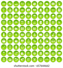 100 software icons set green circle isolated on white background vector illustration