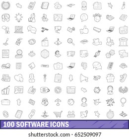 100 software icons set in outline style for any design vector illustration