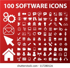 100 software icons set, vector