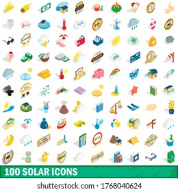 100 Solarsymbole im isometrischen 3d-Stil für jede Design-Vektorgrafik