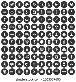 100 South America icons set in simple style white on black circle color isolated on white background vector illustration