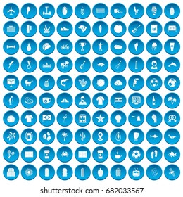 100 South America icons set in blue circle isolated on white vector illustration
