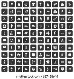100 South America icons set in black color isolated vector illustration