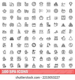 100 spa icons set. Outline illustration of 100 spa icons vector set isolated on white background