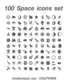 100 Space icon set vector