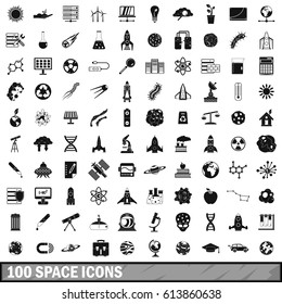 100 space icons set in simple style for any design vector illustration