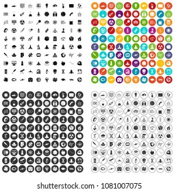 100 space icons set vector in 4 variant for any web design isolated on white